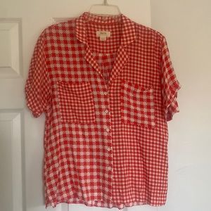 maeve short sleeve checkered blouse